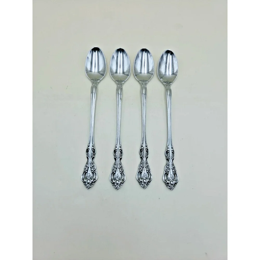 Set of 4 Oneida Stainless Cube MICHELANGELO Pattern Iced Teaspoon